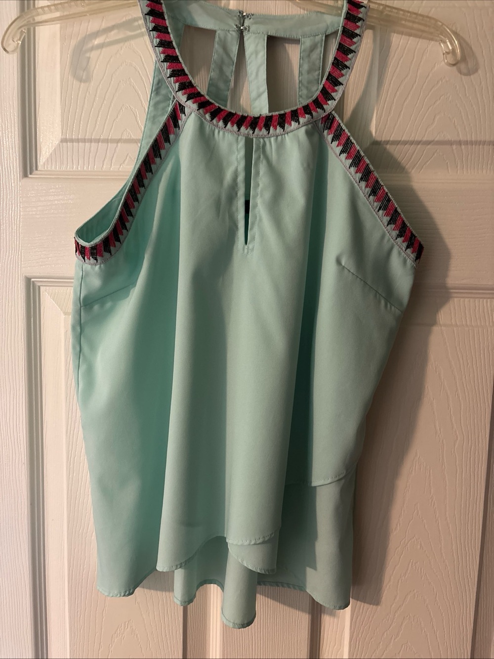 Jessica Simpson Mint Halter Tank with Pink and Black Trim